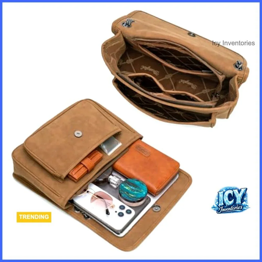 Faux Suede Shoulder Bag with Chain Strap Convertible Crossbody Purse